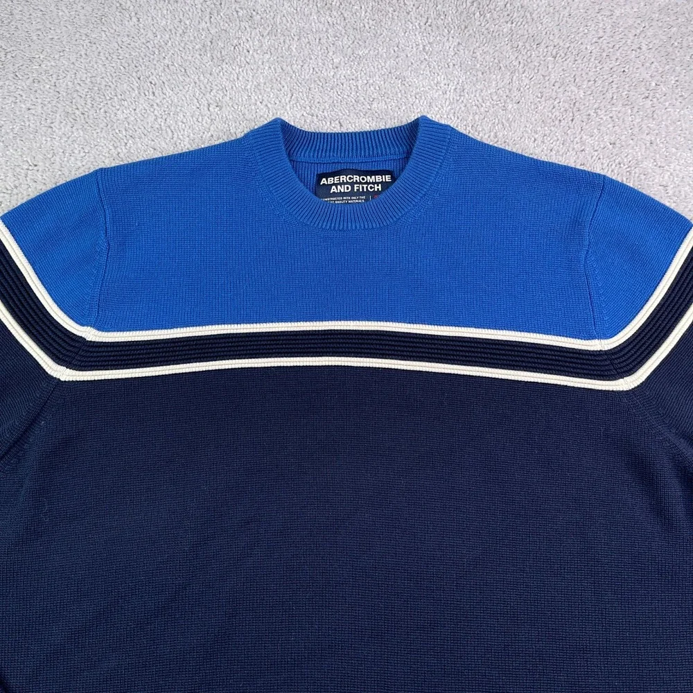 Vintage Abercrombie and Fitch Sweater Mens XL Blue Crewneck‎ Pullover Y2K Retro